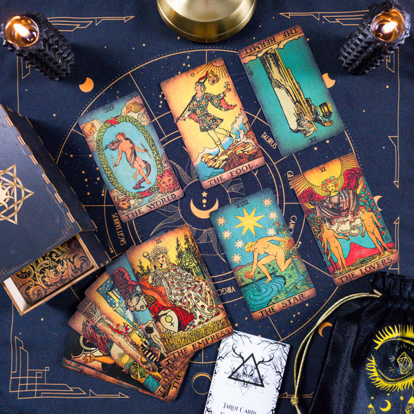 The Smith-Waite Tarot Borderless Vintage Eco Linen Tarot Cards