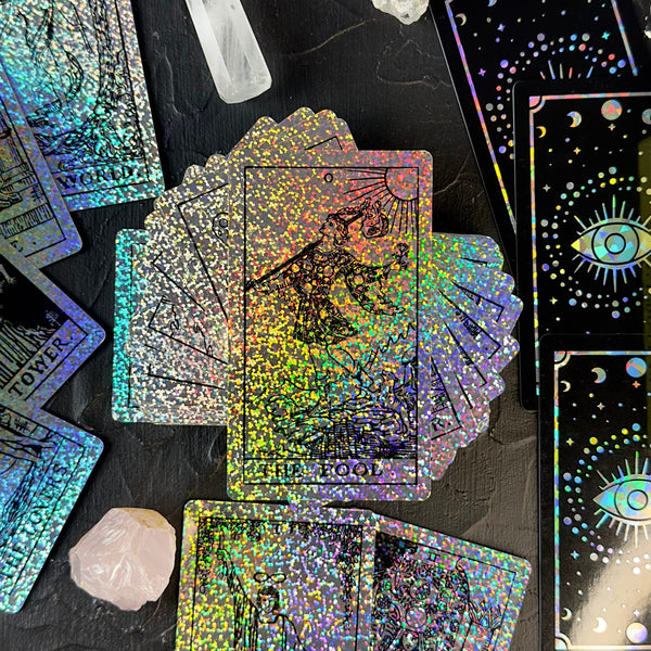 the Rider Waite Holographic Crystal Foil Tarot Deck - Dark Forest Tarot Cards